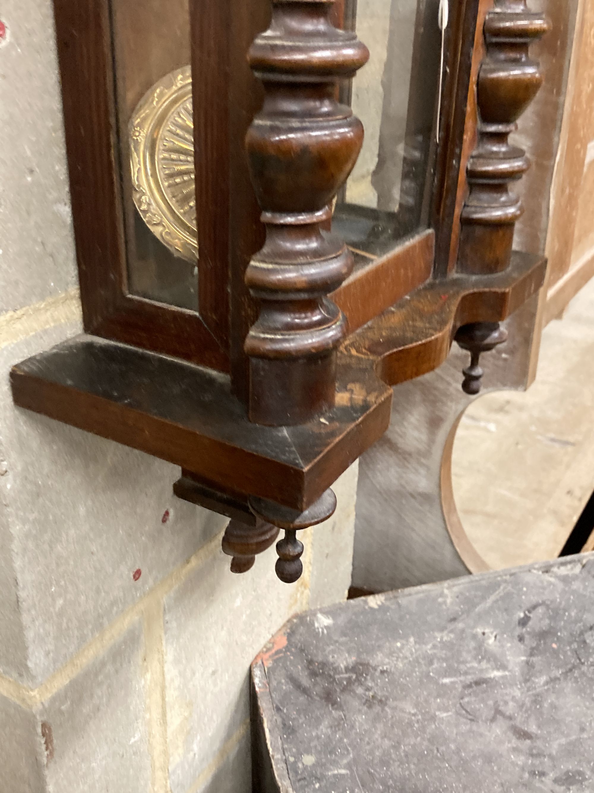 A 19th century Vienna type wall clock with musical chime, height 84cm